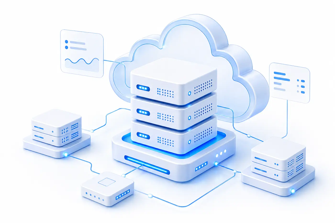 OWDB cloud hosting infrastructure with connected servers